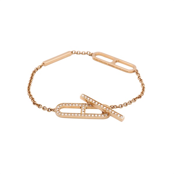 HERMES 愛馬仕 Ever Chaine d'ancre手鍊 18K玫瑰金 鑽石 H118443B 00