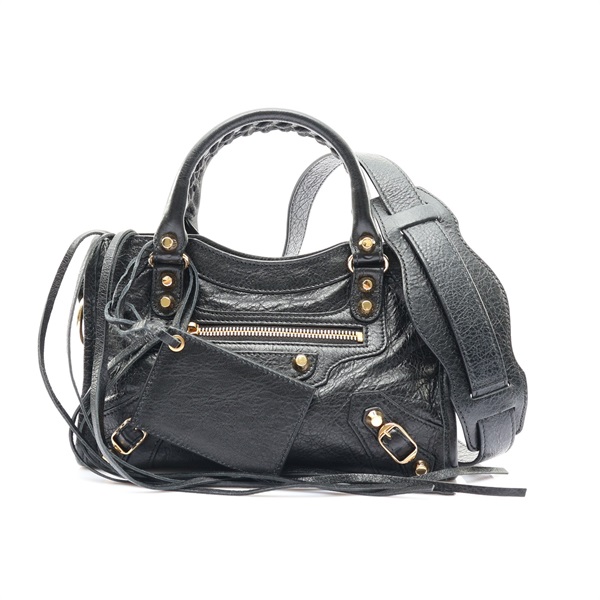 BALENCIAGA 巴黎世家 Edge Mini City 兩用包 黑色 山羊皮 300295