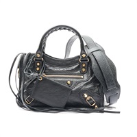 BALENCIAGA 巴黎世家 Edge Mini City 兩用包 黑色 山羊皮 300295