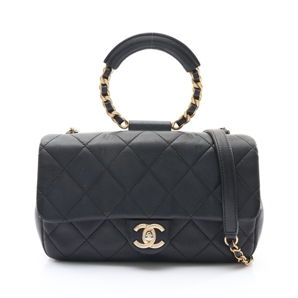 CHANEL 香奈兒 In The Loop Flap 鍊帶 肩背包 黑色 菱格紋 羊皮 金扣 AS1358