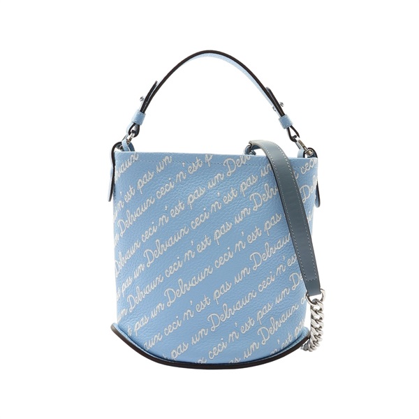 Delvaux 德爾沃 Pin Mini Bucket 兩用包 藍色牛皮 Magritte 聯名 AA0607BQP0AZIPA