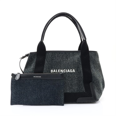 BALENCIAGA 巴黎世家 Navy Cabas 手提包 黑/藍色 帆布 339933