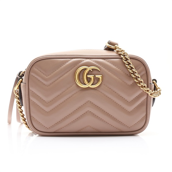 GUCCI 古馳 Mini GG Marmont 肩背包 裸粉色 牛皮 448065