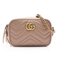 GUCCI 古馳 Mini GG Marmont 肩背包 裸粉色 牛皮 448065