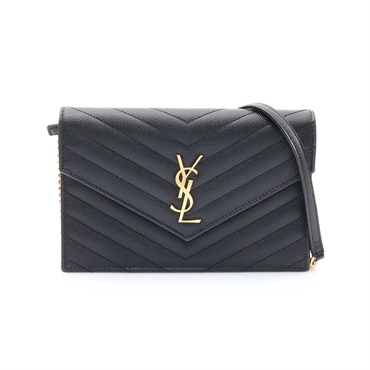 SAINT LAURENT YSL 聖羅蘭 Cassandre WOC 肩背包 黑色 牛皮 393953