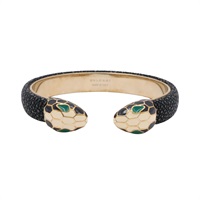 BVLGARI 寶格麗 Serpenti Forever 手環 黑色珍珠魚皮 金色金屬 283176