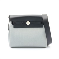 HERMES 愛馬仕 Herbag Zip 20 肩背包 木偶灰/黑色 Toile帆布 Vache Hunter牛皮 銀扣 K刻