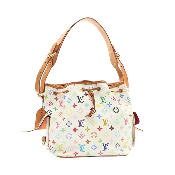 LOUIS VUITTON LV 路易威登 Petit Noe X Murakami 肩背包 白色 原花帆布 M42229