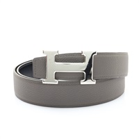 HERMES 愛馬仕 H 雙面 皮帶 100cm 錫器灰/黑色 BOX/TOGO牛皮 A刻 銀扣