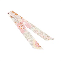 HERMES 愛馬仕 Bingata Twilly 絲巾 粉/灰色 絲綢 H063530S