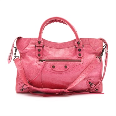 BALENCIAGA 巴黎世家 City 機車包 兩用包 粉色 羊皮 115748
