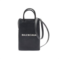 BALENCIAGA 巴黎世家 Shopping Phone Holder 兩用包 黑色牛皮 593826