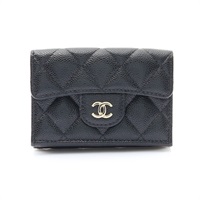 CHANEL 香奈兒 Small Flap 三折短夾 黑色 荔枝紋 牛皮 金扣 AP0230