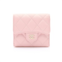 CHANEL 香奈兒 Small Flap 三折短夾 粉色 荔枝紋 牛皮 金扣