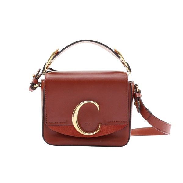 Chloe 克羅伊 Mini C 兩用包 焦糖棕 牛皮 CHC19US193