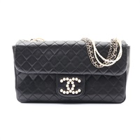 CHANEL 香奈兒 肩背包 黑色 羊皮 珍珠扣 A39011