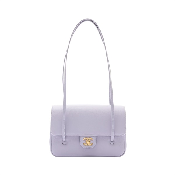 CHANEL 香奈兒 Small Preppy Coco 肩背包 紫色 荔枝紋 牛皮 金扣 AS6130