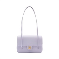 CHANEL 香奈兒 Small Preppy Coco 肩背包 紫色 荔枝紋 牛皮 金扣 AS6130