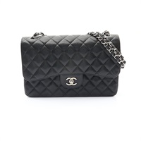 CHANEL 香奈兒 經典大型 口蓋 鍊帶 肩背包 黑色 荔枝紋牛皮 A58600