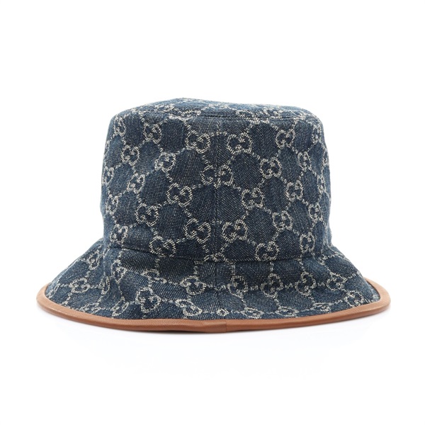 GUCCI 古馳 GG漁夫帽 帽子 #S 藍色 丹寧布 576371
