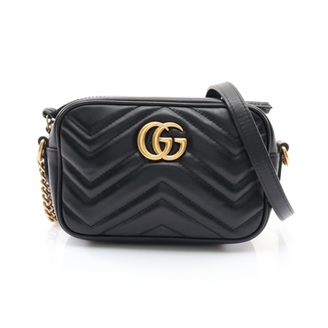 GUCCI 古馳 GG Marmont 肩背包 黑色 牛皮 448065