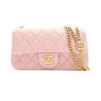 CHANEL 香奈兒 Sweet Camellia Flap 肩背包 粉色 菱格紋 羊皮 AS4041