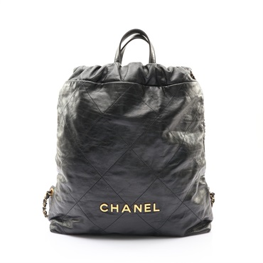 CHANEL 香奈兒 22 鍊帶後背包 黑色 牛皮 AS3859