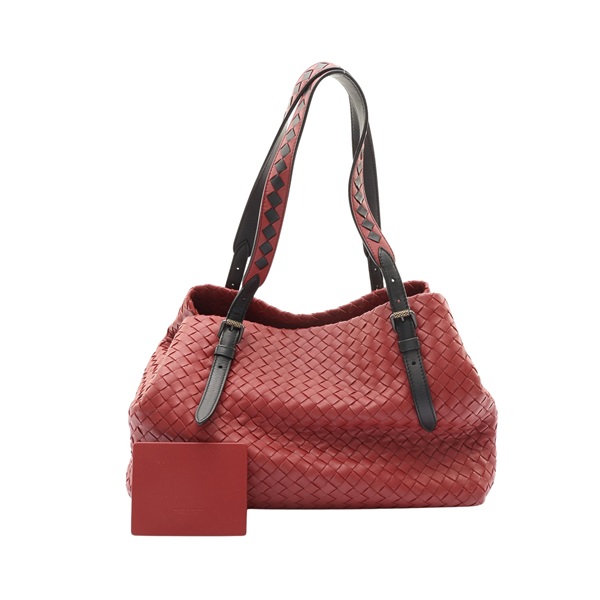BOTTEGA VENETA 寶緹嘉 肩背包 深紅/黑色 編織羊皮