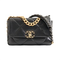 CHANEL 香奈兒 19 兩用包 黑色 羊皮 金釦 AS1160