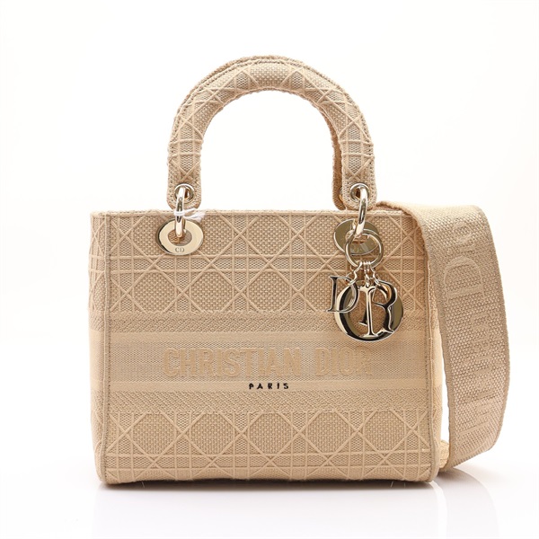 DIOR 迪奧 Lady Dior D-Lite 兩用包 淺褐色 帆布 M0565OREY