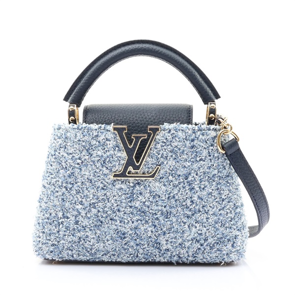 LOUIS VUITTON LV 路易威登 Capucines Mini 兩用包 藍色 毛呢/牛皮 M29960