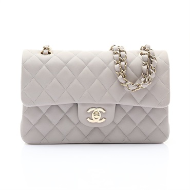 CHANEL 香奈兒 Matelasse 23 鍊帶 肩背包 灰色 菱格紋羊皮 金釦 A01113