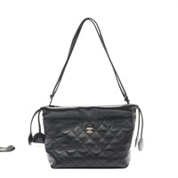 CHANEL 香奈兒 Clutch with Leather Strap 肩背包 黑色 菱格紋羊皮 金扣 AP5227