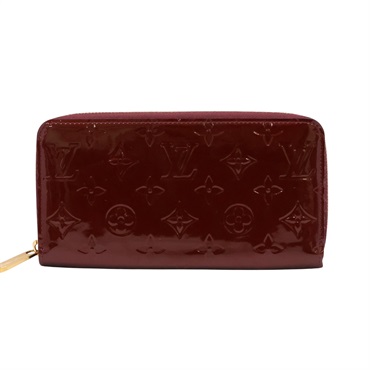 LOUIS VUITTON 路易威登 拉鍊長夾 酒紅色 漆皮皮革 M93522