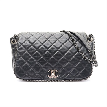 CHANEL 香奈兒 肩背包 黑色 牛皮 銀扣