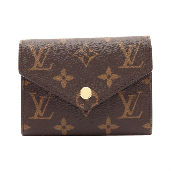 LOUIS VUITTON LV 路易威登 Victorine 三折短夾 棕色 原花帆布 M62472