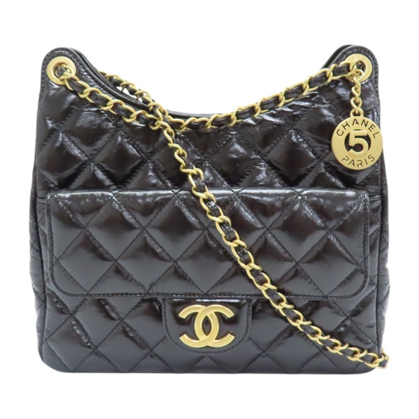 黑色 菱格紋 牛皮 鍊帶 兩用包 AS4322