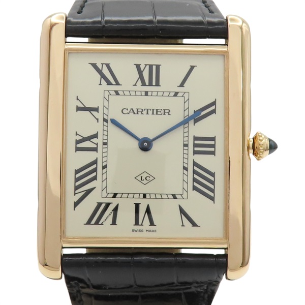 米色錶盤 皮帶 18黃K金 Tank Louis 腕錶 W1560034