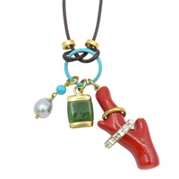 紅珊瑚 珍珠 水鑽 項鍊【LOUIS VUITTON 路易威登】 M65335