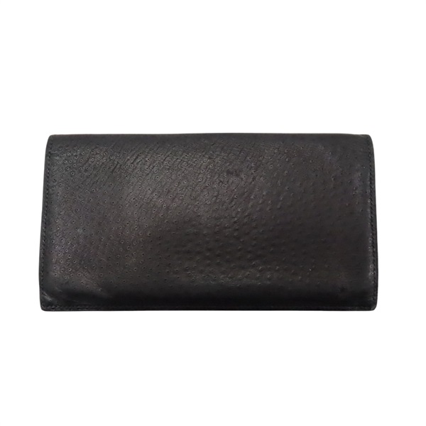 黑色 鴕鳥皮 MC2 Fleming 雙折 長夾