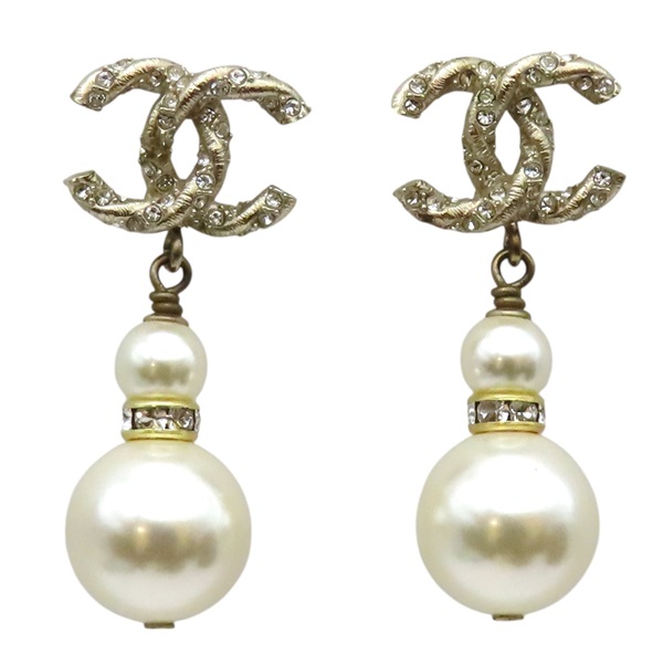 香檳金 金屬 鍍金 珍珠 針式耳環