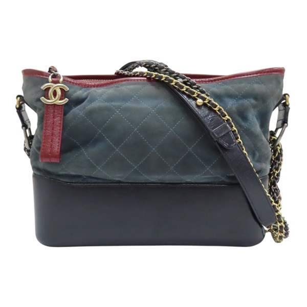 藍色 皮革 鍊帶 Gabrielle 流浪包 肩背包 無卡