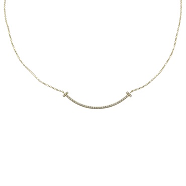 18K 黃金 鑽石 Tiffany T 系列 Smile 項鍊