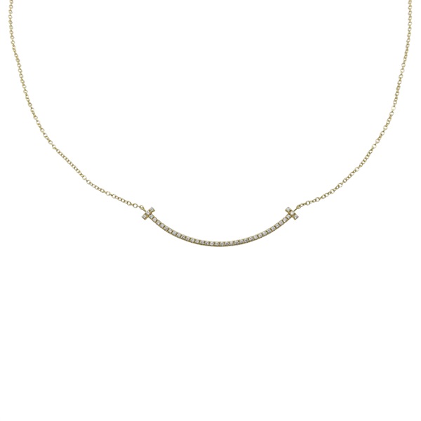 18K 黃金 鑽石 Tiffany T 系列 Smile 項鍊