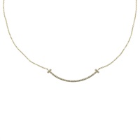 18K 黃金 鑽石 Tiffany T 系列 Smile 項鍊