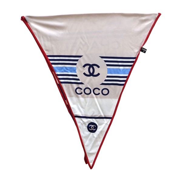 紅/藍/灰色 真絲 絲巾【CHANEL 香奈兒】