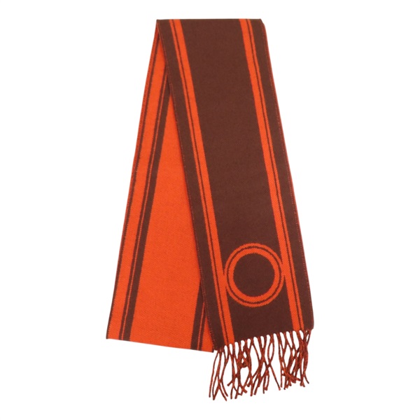 橘色/棕色 羊絨 圍巾 【HERMES 愛馬仕】