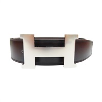 黑色 TOGO/BOX牛皮 H 皮帶 W刻 銀扣 85CM