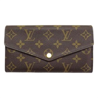 棕色 原花 帆布 PORTEFEUILLE SARAH 扣式 長夾 M62234