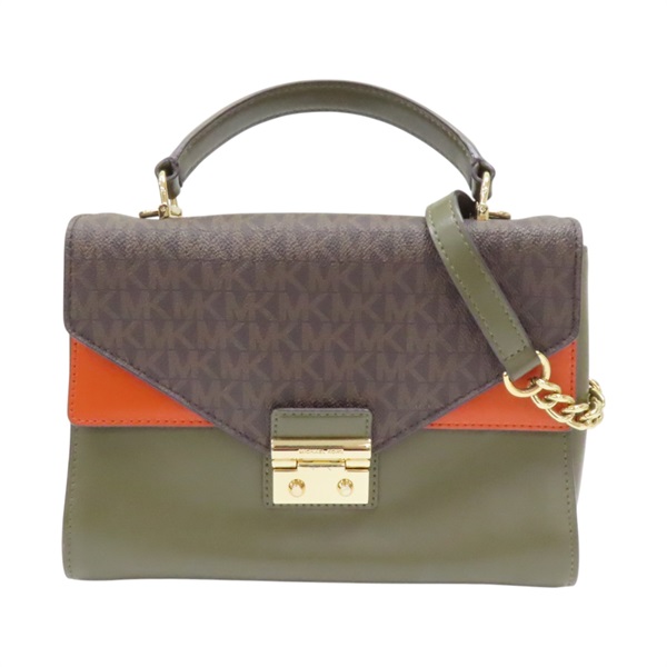 綠色 橘色 牛皮 棕色 帆布 chain 兩用包